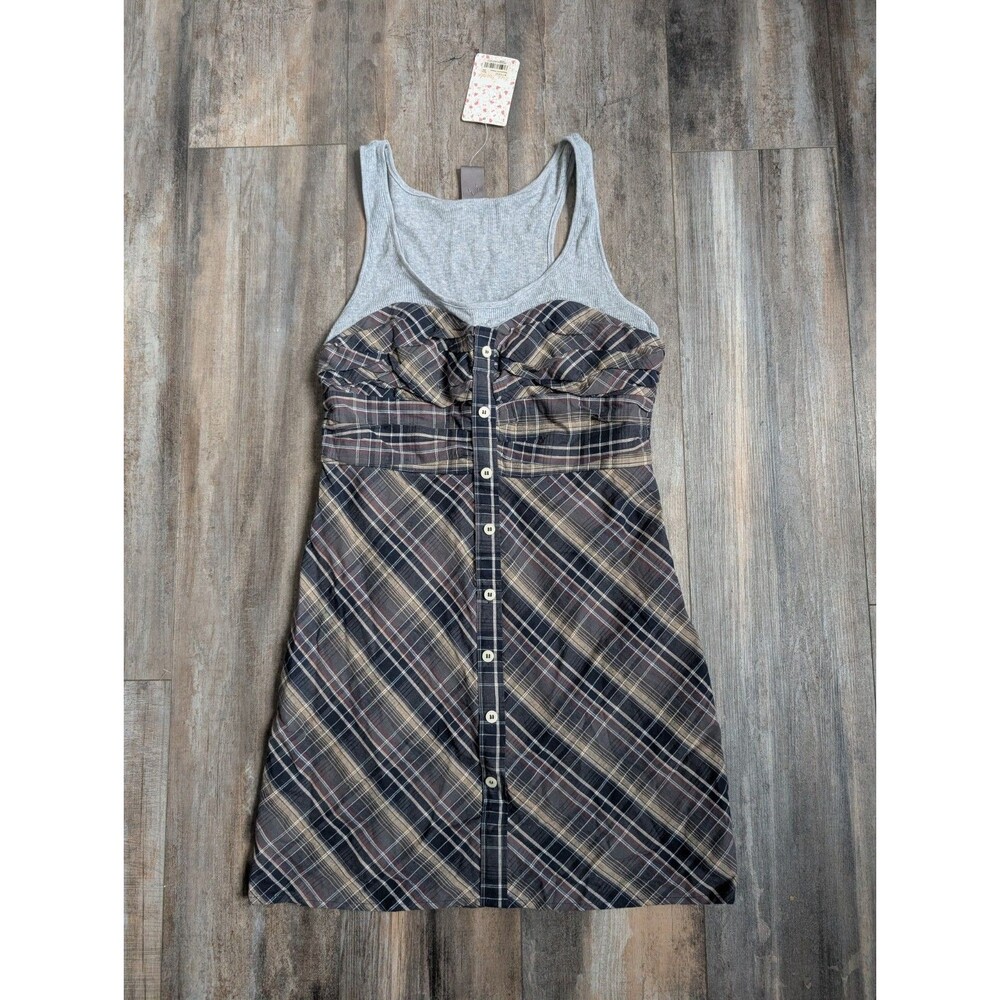 VIntage Deadstock NWT VTG Free People Plaid Mini Dress Size 4 NEW